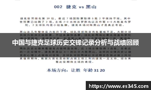 中国与捷克足球历史交锋记录分析与战绩回顾